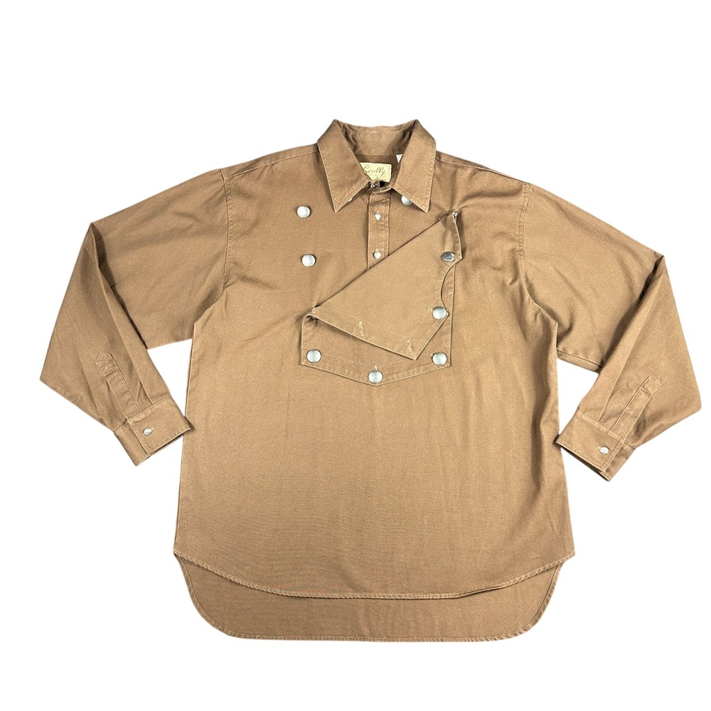Scully RangeWear Mens Brown Bib Front Western Frontier Vintage Shirt L RW011